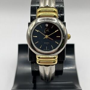 Caché Women's Silver Tone Hinged Cuff Bracelet‎ Watch- New Battery